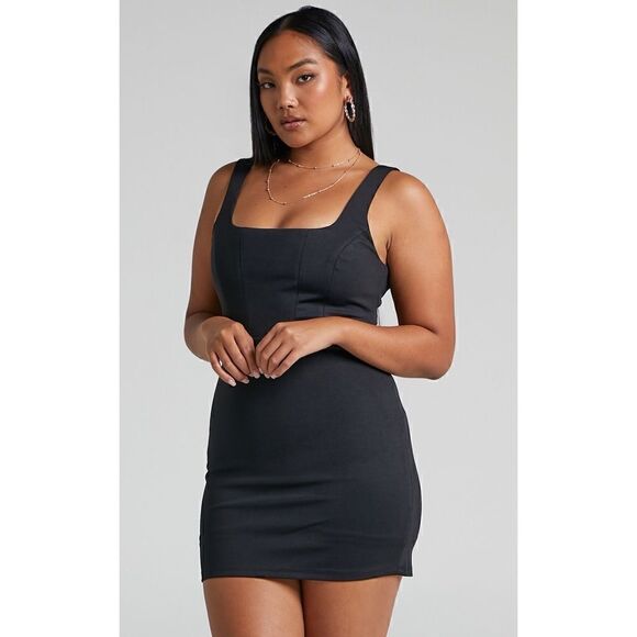 NWT SHOWPO ITZEL CORSET BODICE SIDE CUTOUT MINI DRESS IN BLACK - Picture 5 of 16